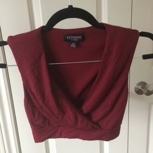 Wrap front maroon crop top